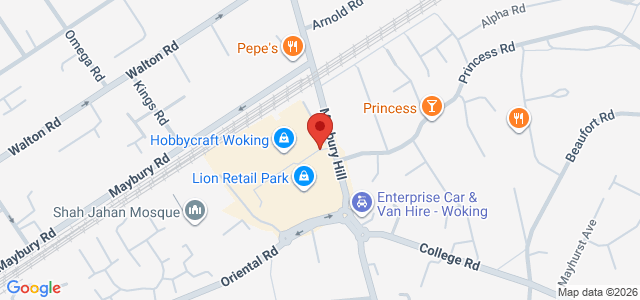 Map showing Ryans Lab in Woking